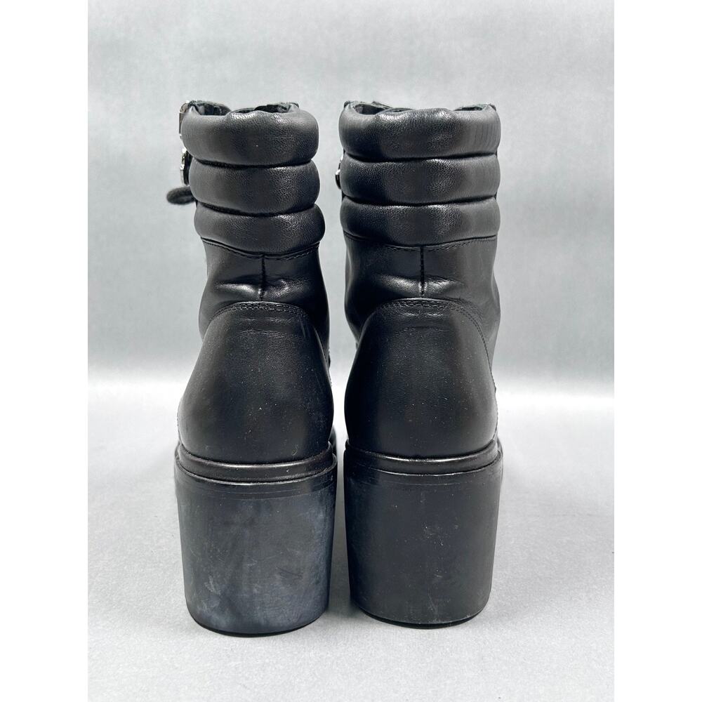 Moncler Black Leather Lace Up Boots w/ Side Zip Platform Sz 36 Women’s - Picture 4 of 9